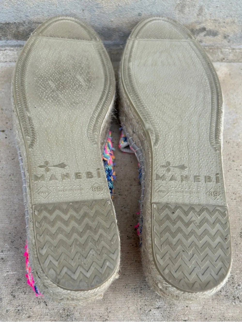 Manebi Platform Espadrilles Multicolor Woven Slip On Size EU 39 US 8